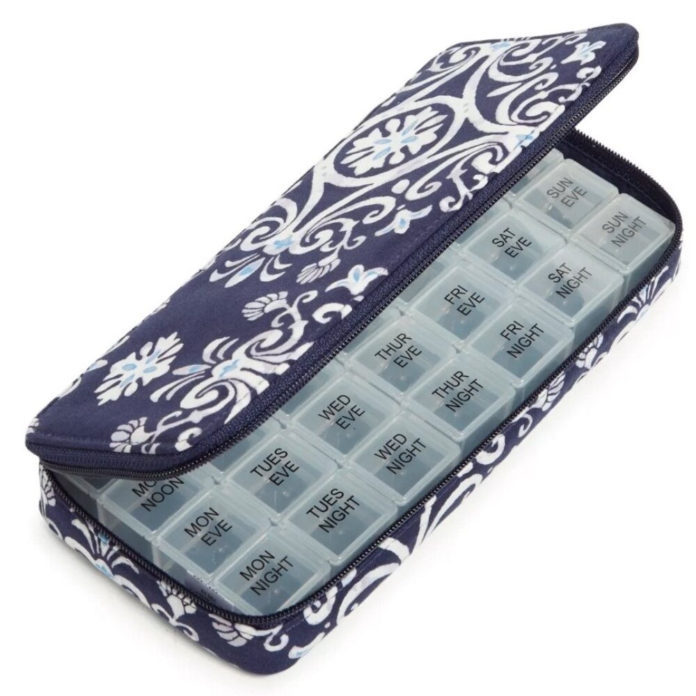 Vera Bradley “Steel Blue Medallion” Travel Pill Case - LARGE